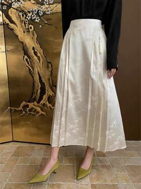 特价促→微瑕 新中式竹叶改良薄款夏季高级感马面裙-喜出