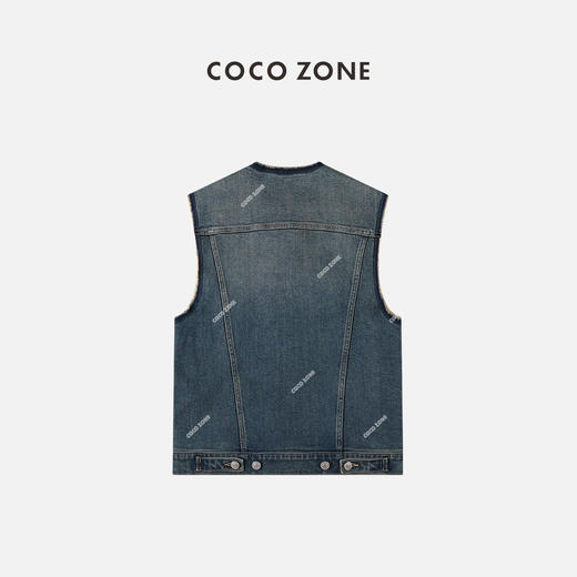 COCOZONE宽松牛仔马甲百搭毛边无袖外穿背心马夹23C19152 商品图1
