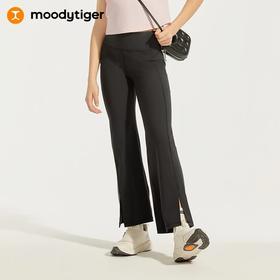 moodytiger24年夏新休闲裤夏季显瘦开叉喇叭紧身裤【H】