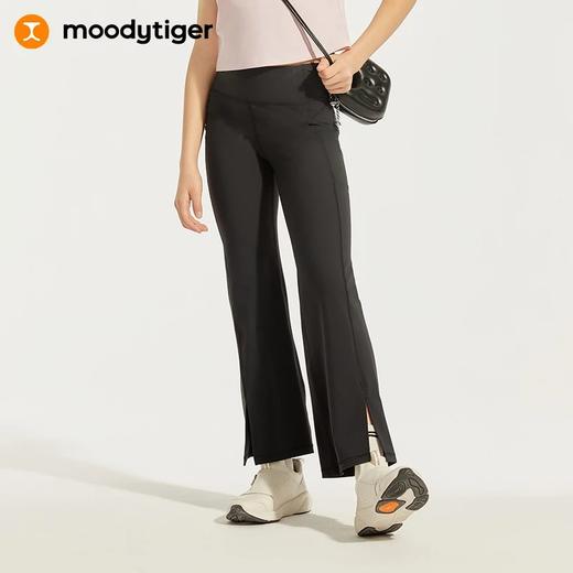 【24年夏新品】moodytiger24年夏新休闲裤夏季显瘦开叉喇叭紧身裤42211416 商品图0