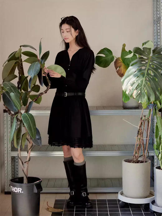 Even Vintage|春日序曲 法式气质优雅经典优雅花边长袖连衣裙 商品图3