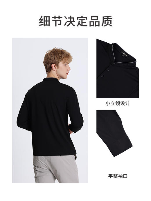 callisto黑色聚酯纤维混纺长袖T恤 STTSL102C 商品图2