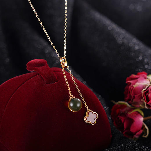 子佩集S925银【晨华】套链项链【DSD936】纯银琥珀镀金蓝珀2404 商品图1