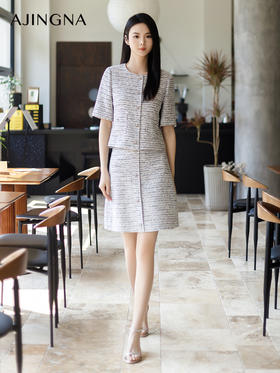 【商场同款】阿菁娜2024夏季新款圆领宽松小香风外套A29X107036