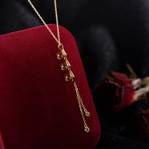 子佩集S925银【江烟晚翠】套链项链【DSD855】纯银镀金琥珀蓝珀2404 商品图1