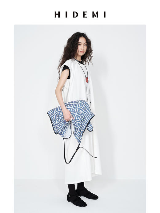 HIDEMI 极简圆领龟背感廓形落肩袖针织t连衣裙休闲感长裙 商品图10