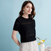 EITIE爱特爱夏季新款舒适弹力修身短袖薄款镂空针织衫上衣B2401320 商品缩略图1