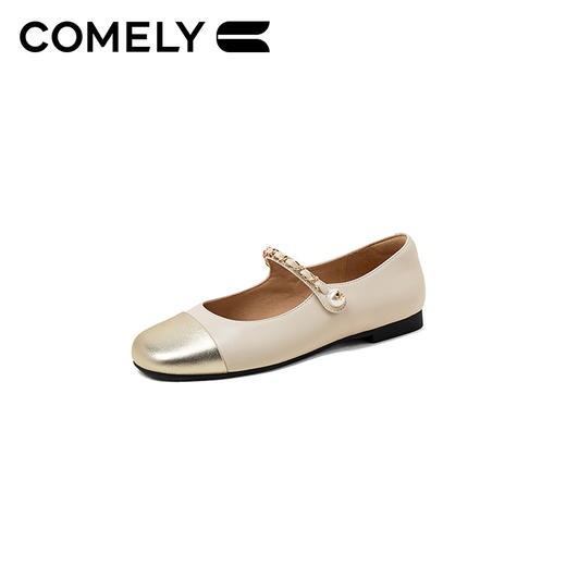 康莉KYQ2K051小香玛丽珍鞋女拼接羊皮单鞋平底芭蕾舞鞋 商品图1