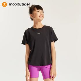【24年夏新品】moodytiger24年夏新女童款透气网球短袖T恤宽松舒适运动短袖42210114