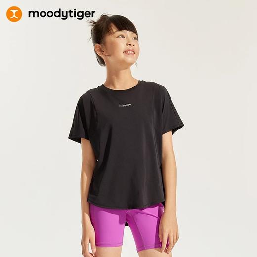 【24年夏新品】moodytiger24年夏新女童款透气网球短袖T恤宽松舒适运动短袖42210114 商品图0