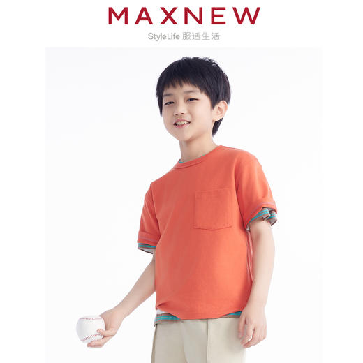 【T恤】 童装全棉简约贴袋T恤 1N2341203 商品图3