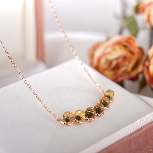 子佩集S925银【雨点波心】套链项链【D862】纯银琥珀镀金蓝珀2404 商品图2