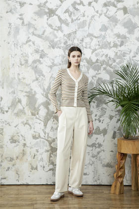 CARA BLUE v领条纹开衫