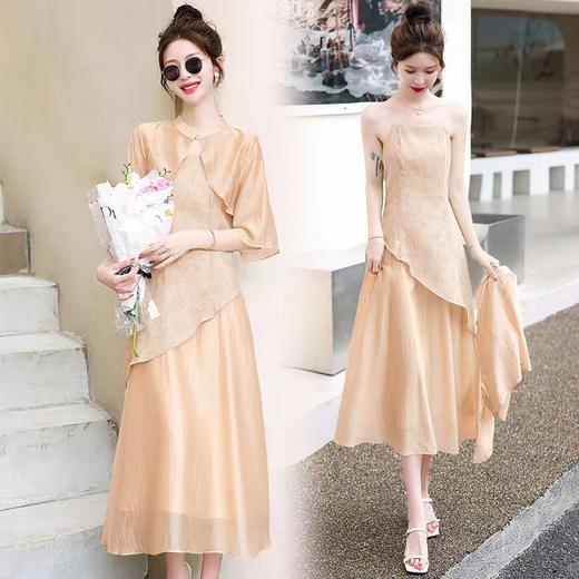 AHM-8837中国风气质连衣裙两件套夏季复古禅意改良优雅年轻旗袍套装 商品图3