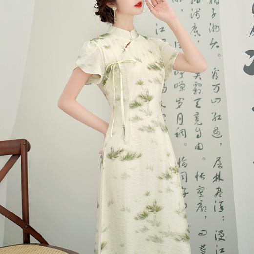 AHM-8817中式改良旗袍复古新款收腰显瘦气质国风印花裙子 商品图3
