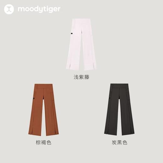 【24年夏新品】moodytiger24年夏新休闲裤夏季显瘦开叉喇叭紧身裤42211416 商品图4