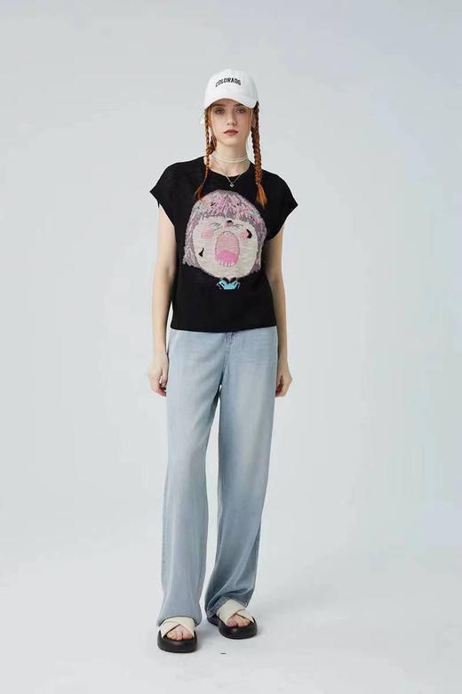 水淼2025夏新款轻薄 凉快休闲毛织时尚小衫0715 商品图2