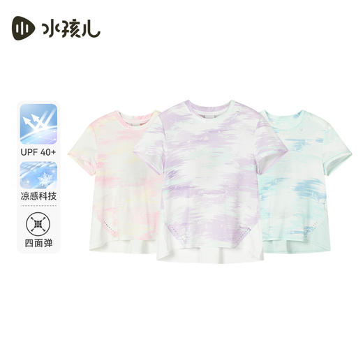 水孩儿童装夏季新款女童防晒凉感圆领衫儿童舒适轻薄短袖时尚印花上衣 商品图3