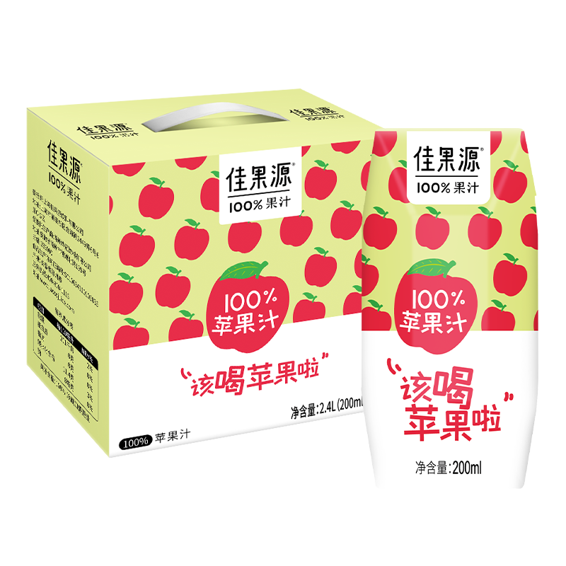佳果源100%苹果汁200ml*24