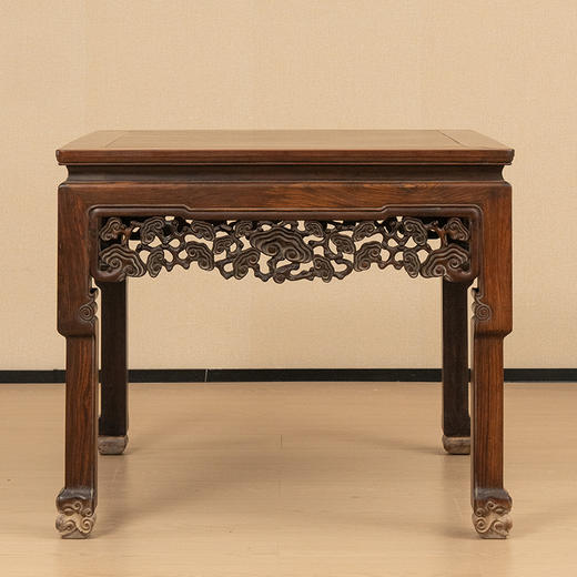 清 红木透雕灵芝纹八仙桌 商品图0