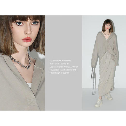 【有赞】COCOBELLA[松弛感穿搭]段彩竹节纯棉卫衣秋冬宽松休闲上衣SE3007 商品图4