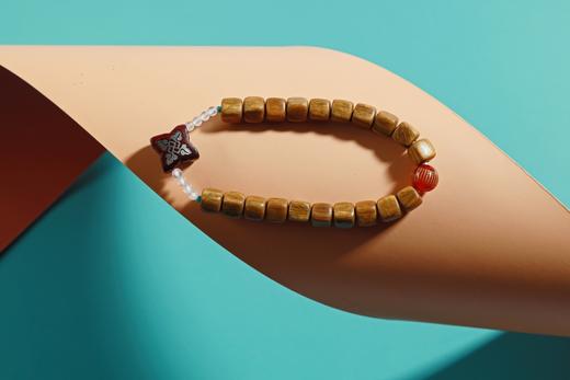 LT0010°绿檀四方来财珠|白玛瑙|朱砂手链手串 商品图2