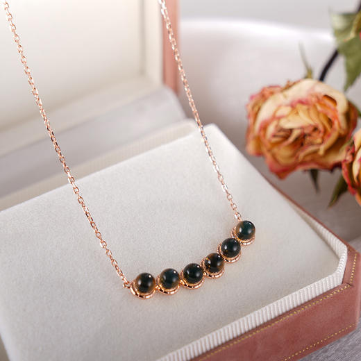 子佩集S925银【雨点波心】套链项链【D862】纯银琥珀镀金蓝珀2404 商品图3