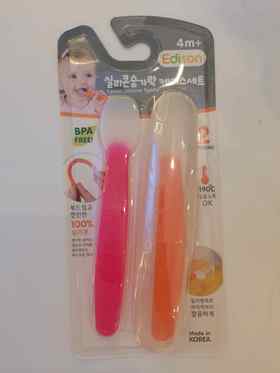 幼儿硅胶勺子套装-粉色+橙色