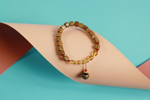 LT0013°绿檀四方来财珠|黄水晶手链手串 商品图4