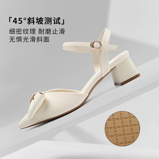 ZHR则则尖头粗跟凉鞋女2024新款时尚百搭蝴蝶结包头凉鞋气质女鞋 商品图3