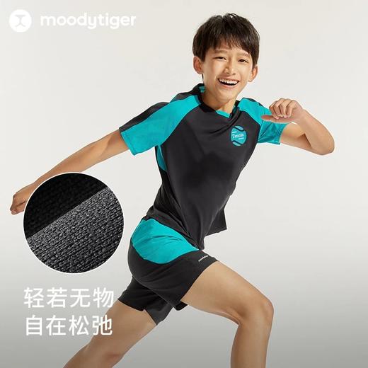 【24年夏新品】moodytiger24年夏新款男童运动户外圆领撞色网球短袖T恤42110114 商品图2