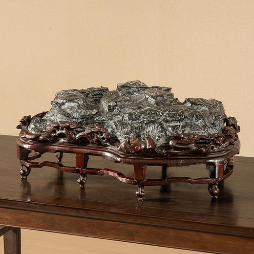 清 灵璧石文房赏石（红木座) 商品图1