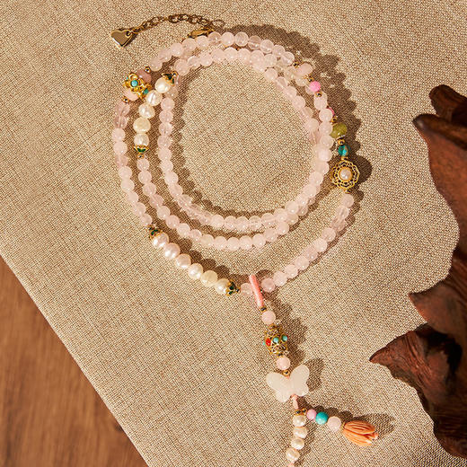 大英博物馆 东方梦境系列 粉晶 蝴蝶如梦 项链 多功能 长链 手链 手串 装饰链 商品图3