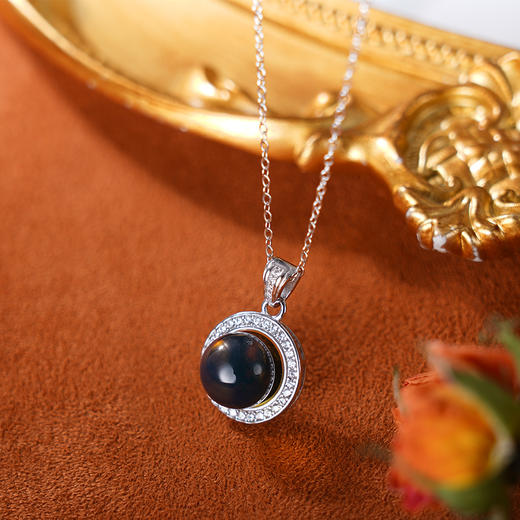 子佩集S925银【沉碧】套链项链【DST09】纯银琥珀蓝珀2404 商品图0