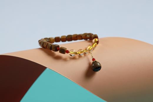 LT0013°绿檀四方来财珠|黄水晶手链手串 商品图5