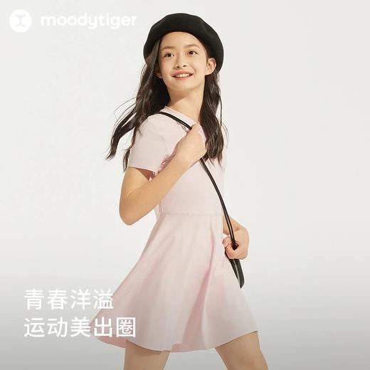 【24年夏新品】moodytiger女童24夏新款v领拼接吸湿排汗透气弹力连衣裙42211909 商品图2