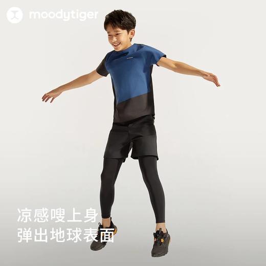 【24年夏新品】moodytiger男童运动假两件裤24夏新款弹力轻薄防晒长裤|小轻风42111505 商品图1