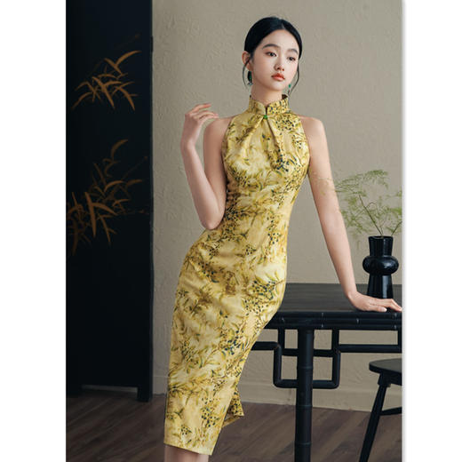 时尚玲珑麻露肩旗袍，改良新中式挂脖日常旗袍GX-183208 商品图2