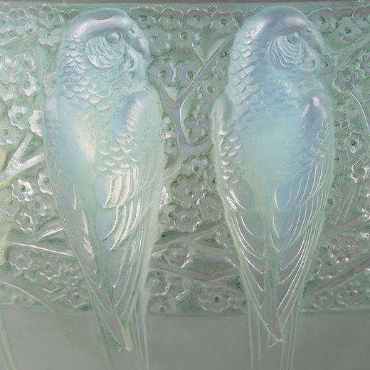 独角鹿西洋古董1931年法国出品「Perruches鹦鹉」款蓝绿色欧泊水晶碗 商品图2