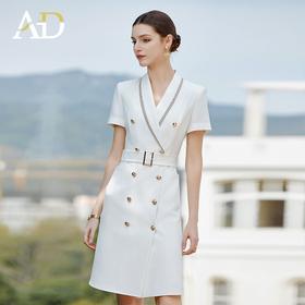 AD白色西装连衣裙气质干练西服裙子新款教师工作服主持人上镜服装