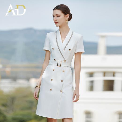 AD白色西装连衣裙气质干练西服裙子新款教师工作服主持人上镜服装 商品图0