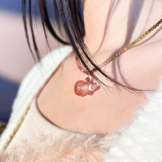 [碧彩繁星精油香氛项链]七彩碧玺草莓晶香氛瓶项链天然碧玺彩色串珠项链春夏多巴胺配色锁骨链【长度（cm）：40+3（延长链）】 商品图2