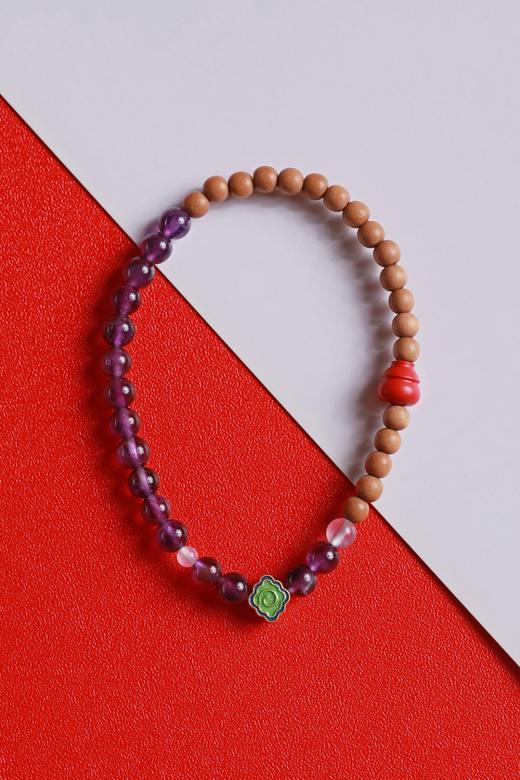 LSTX0190°印度老山檀香|紫水晶手链手串 商品图2