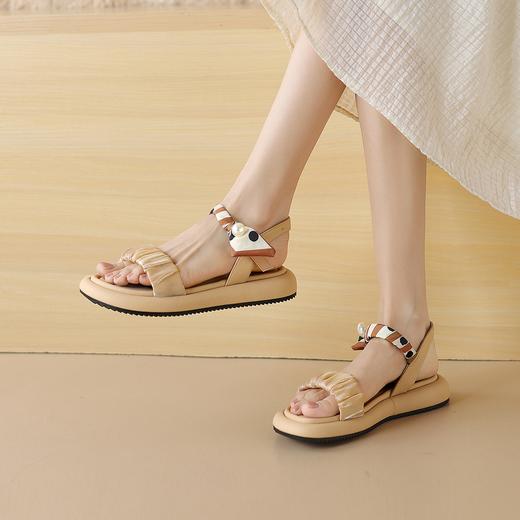 阿么手工女鞋一字带网纱丝带凉鞋夏外穿高级感2025新款软底2.5CM 商品图4