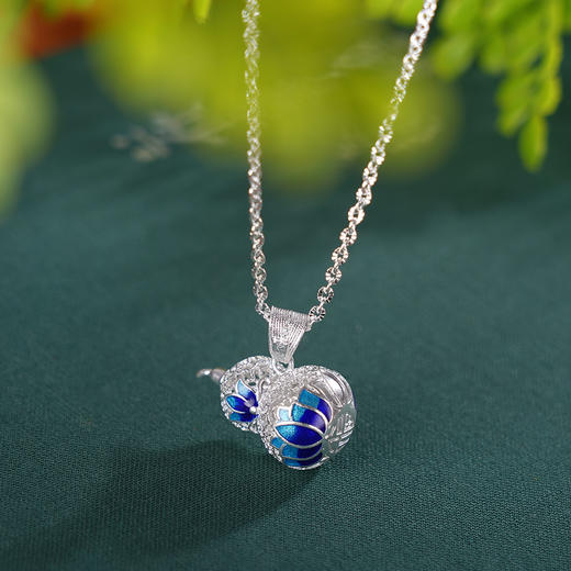 子佩集S990银【福禄成诗】套链项链【YCTL001】纯银花丝珐琅彩葫芦2404 商品图3