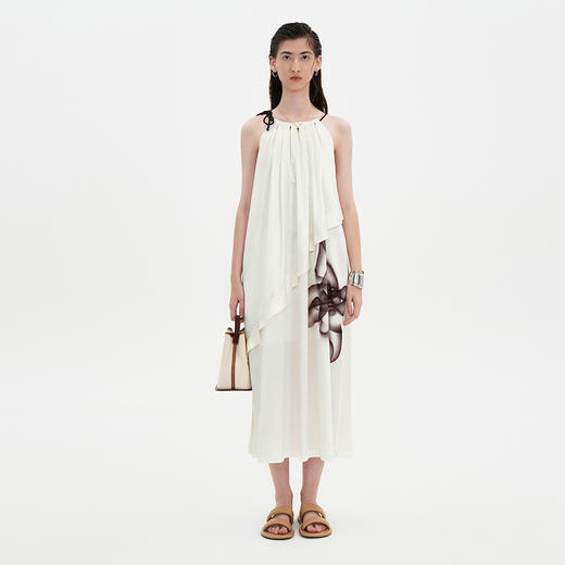 SELFWHO烟白色新中式连衣裙2024女夏季新款宽松百搭简约个性裙子 商品图4