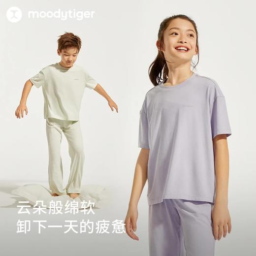 【24年夏新品】moodytiger儿童居家服24夏新款休闲舒适透气素色家居服套装42511201 商品图2