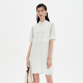 SELFWHO白色国风连衣裙女2024夏季新款高级感舒适气质新中式裙子