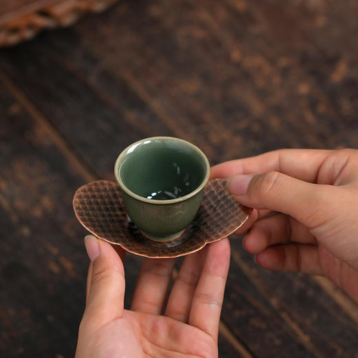 茶家吉橙杯托复古杯垫铁环茶日式杯托茶道配件隔热垫 商品图7