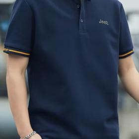 吉普（JEEP）短袖T恤男夏季Polo商务休闲衫男士宽松凉感衣服男装 宝蓝 2XL